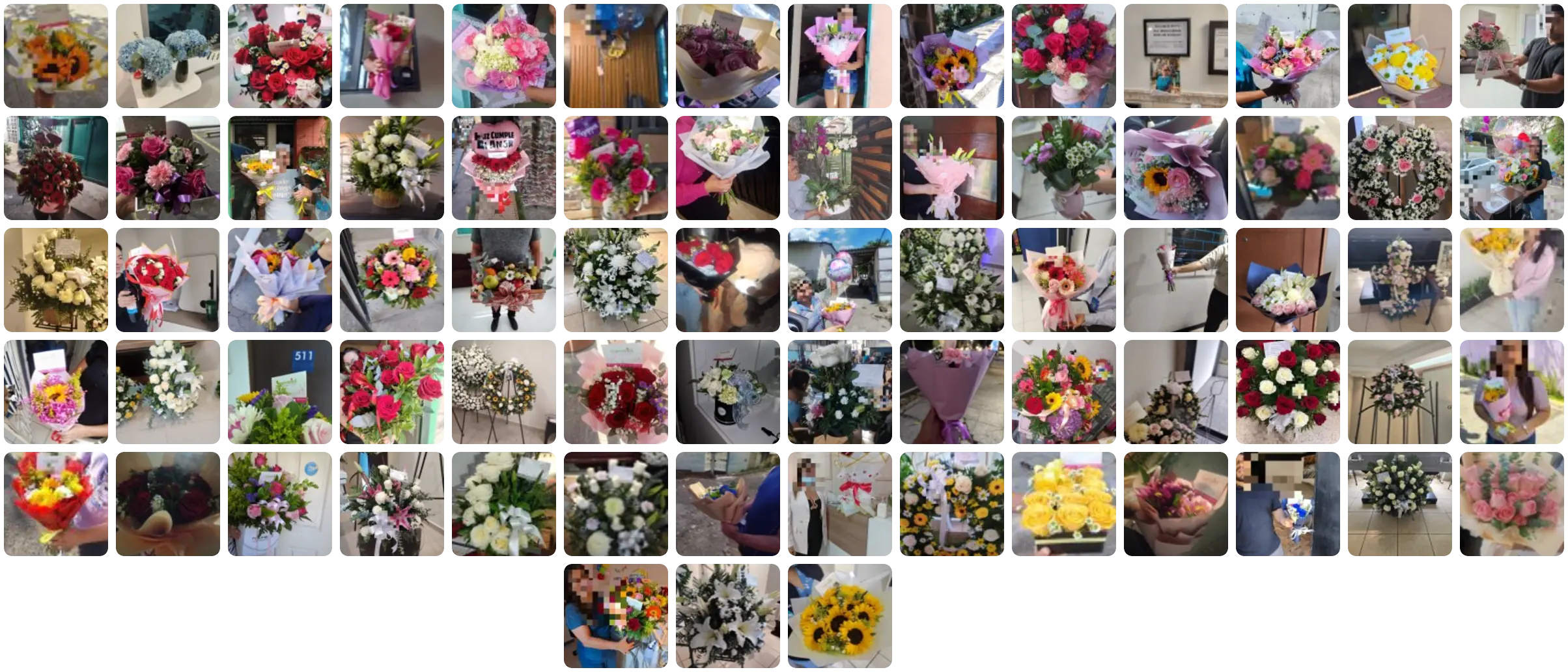 Mosaico de 73 entregas reales realizadas con BouquetSuite
